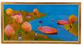 Signed Vibrant Landscape with Figures Boating