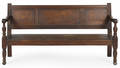 English pine and yewwood settle bench late 18th c