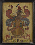 English oil on panel coat of arms