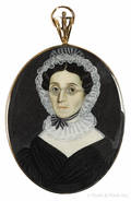 American miniature watercolor portrait of a woman ca 1840