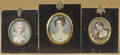 Three miniature watercolor female portraits 19th c