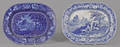 Blue Staffordshire English scenery platter 19th c