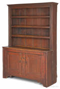 New England painted pine stepback cupboard ca 1800