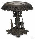 Elaborate AngloIndian carved padouk center table late 19th c