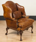 George III style leather upholstered easy chair