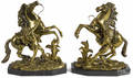 Pair of French bronze equestrian groups