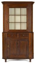 Pennsylvania poplar twopart corner cupboard