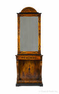 Beidermeyer marquetry decorated mahogany console table and mirror ca 1830
