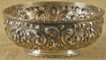 Sterling silver bowl with repouss floral decoration late 19th c