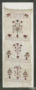 Vibrant Lancaster County Pennsylvania embroidered and crewelwork show towel