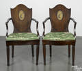 Pair of Italian mahogany shieldback dining chairs early 19th c