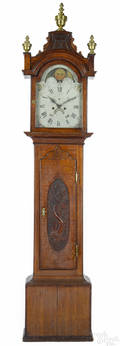 English oak tall case clock early 19th c