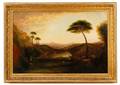 Allegorical Pastoral Landscape Oil 19th C