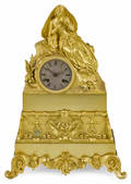 French gilt bronze mantel clock late 19th c