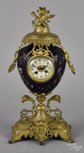 French ormolu mounted porcelain mantel clock late 19th c
