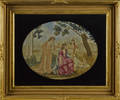 Silk and paint on silk allegorical embroidery