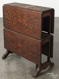 Marquetry inlaid twotiered drop leaf table