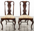 Pair of George II style burl veneer dining chairs