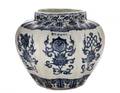 Ming Dynasty Style Lotus Pot w 8 Auspicious Signs