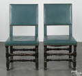 Pair of George I oak dining chairs early 18th c