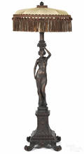 Continental carved mahogany figural floor lamp late 19th c