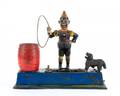 Painted Cast Iron Mechanical Trick Dog Bank