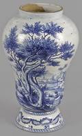 Faience blue and white vase