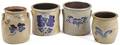 Four cobalt decorated stoneware crocks