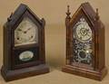 Two mahogany steeple clocks
