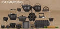 Large group of miniature cast iron cookware