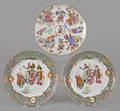 Three Chinese export famille rose plates 19th c
