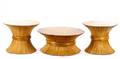 Set of 3 MidCentury Rattan Wheat Sheaf Tables
