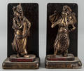 Pair of Chinese carved and gilded figural bookends