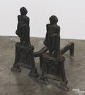 Pair of cast iron George Washington andirons