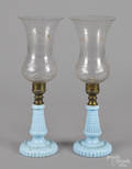 Pair of starch blue candlesticks