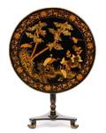 Chinese Export Black  Lacquer Tilt Top Table