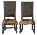 Pair of Flemish walnut side chairs ca 1700
