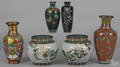 Six Chinese cloisonn vases