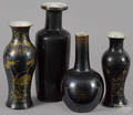 Four Chinese Qing dynasty mirror black porcelain vases