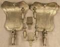 Pair of Chinese brass twopart sconces with dragon decoration