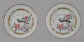 Pair of Chinese export porcelain famille rose plates late 18th c