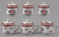 Six Chinese export porcelain pot de crmes early 19th c