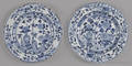 Pair of Chinese export porcelain blue and white plates 18th c