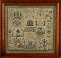 Scottish silk on linen sampler dated