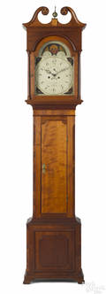 Philadelphia Federal cherry and maple tall case clock early 19th c