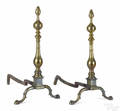 Pair of Philadelphia Chippendale brass andirons late 18th c