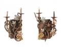 Pair of Patinated Iron Wall Sconces wGrape Motif