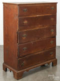 New England pine semi tall chest
