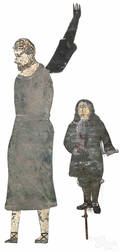 Two painted sheet zinc figures