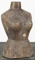 Carved mahogany female torso